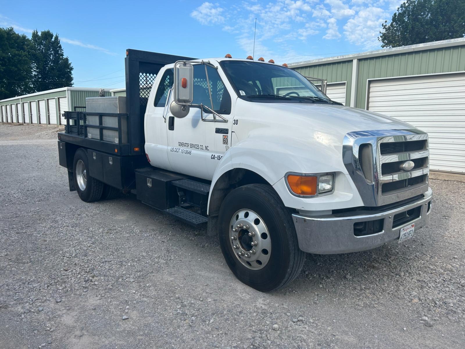 2008 White Ford F-750 SuperCab 2WD DRW (3FRXX75G68V) with an 7.2L L6 DIESEL engine, AUTOMATIC transmission, located at 17760 Hwy 62, Morris, OK, 74445, (918) 733-4887, 35.609104, -95.877060 - 2008 FORD F-750 HAS THE 7.2L ENGINE. THIS TRUCK RUNS ON DIESEL ONLY. FEATURES POWER LOCKS, POWER WINDOWS, MANUAL SEATS, AM/FM STEREO, CD PLAYER, LEATHER SEATS, CUSTOM BED, WITH LOTS OF STORAGE 233,874 MILES WITH A CLEAN TITLE AND FREE CARFAX REPORT $29,500 CALL RUSS OR JONA AT 918-733-4887 - Photo #2