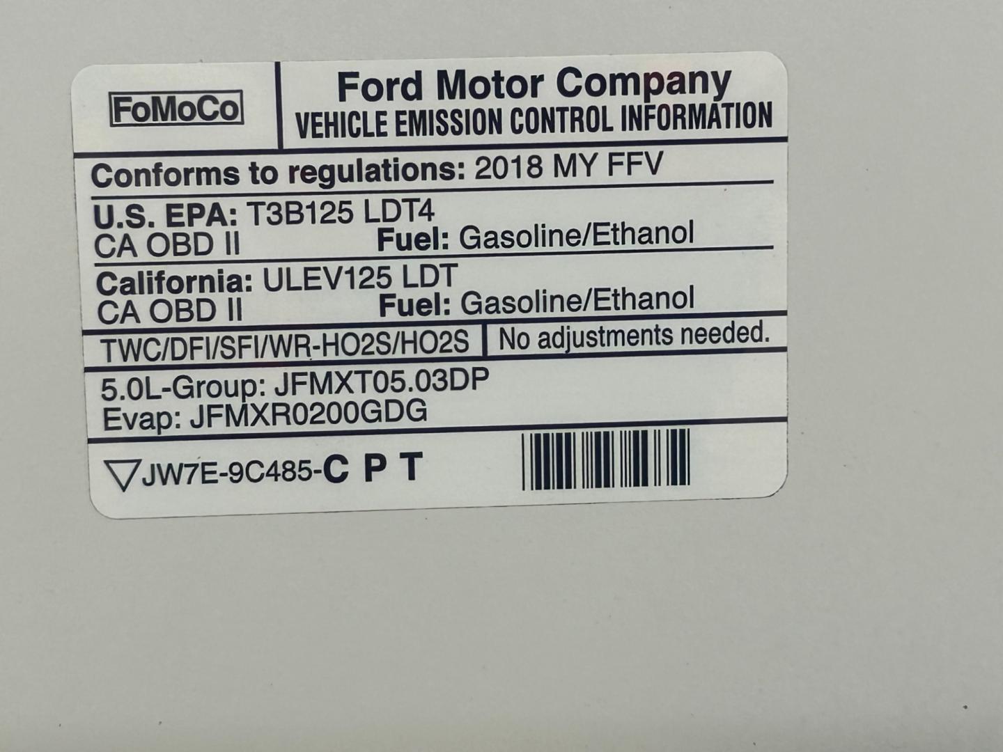 2018 White /Gray Ford F-150 EXTENDED CAB (1FTFX1E53JK) with an 5.0L V8 OHV 16V engine, AUTOMATIC transmission, located at 17760 Hwy 62, Morris, OK, 74445, (918) 733-4887, 35.609104, -95.877060 - 2018 FORD F150 HAS A 5.0L V8 ENGINE AND IS 4WD. FEATURES KEYLESS ENTERY, LEATHER INTERIOR, POWER WINDOWS, POWER LOCKS, POWER MIRRORS, AM/FM RADIO, A/C, TRACTION CONTROL, AUXILIARY PORT, BACKUP CAMERA, TILT STEERING WHEEL, BED COVER, AND BED LINER. EQUIPPED WITH A BI-FUEL CNG FUEL SYSTEM. IT RUNS ON - Photo#26