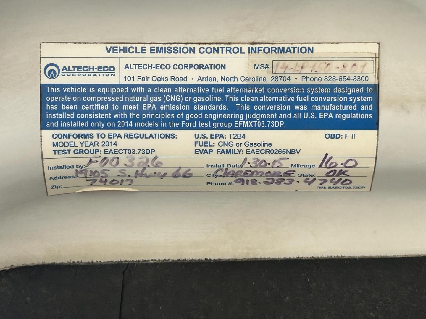 2014 White /Gray Ford F-150 XL (1FTEX1CM1EK) with an 3.7L V6 DOHC 24V engine, 6-Speed Automatic transmission, located at 17760 Hwy 62, Morris, OK, 74445, (918) 733-4887, 35.609104, -95.877060 - 2014 FORD F-150 XL SUPERCAB 7FT. BED 2WD 3.7L V6 BI-FUEL SYSTEM RUNS ON CNG OR GASOLINE. FEATURES KEYLESS REMOTE ENTRY, POWER LOCKS, POWER WINDOWS, AM/FM STEREO, SIRIUS XM STEREO, CD PLAYER, AUXILLARY PORT, CRUISE CONTROL, TRACTION CONTROL, MULTI-FUNCTIONING STEERING WHEEL CONTROLS, TRAILER HITCH, - Photo#24