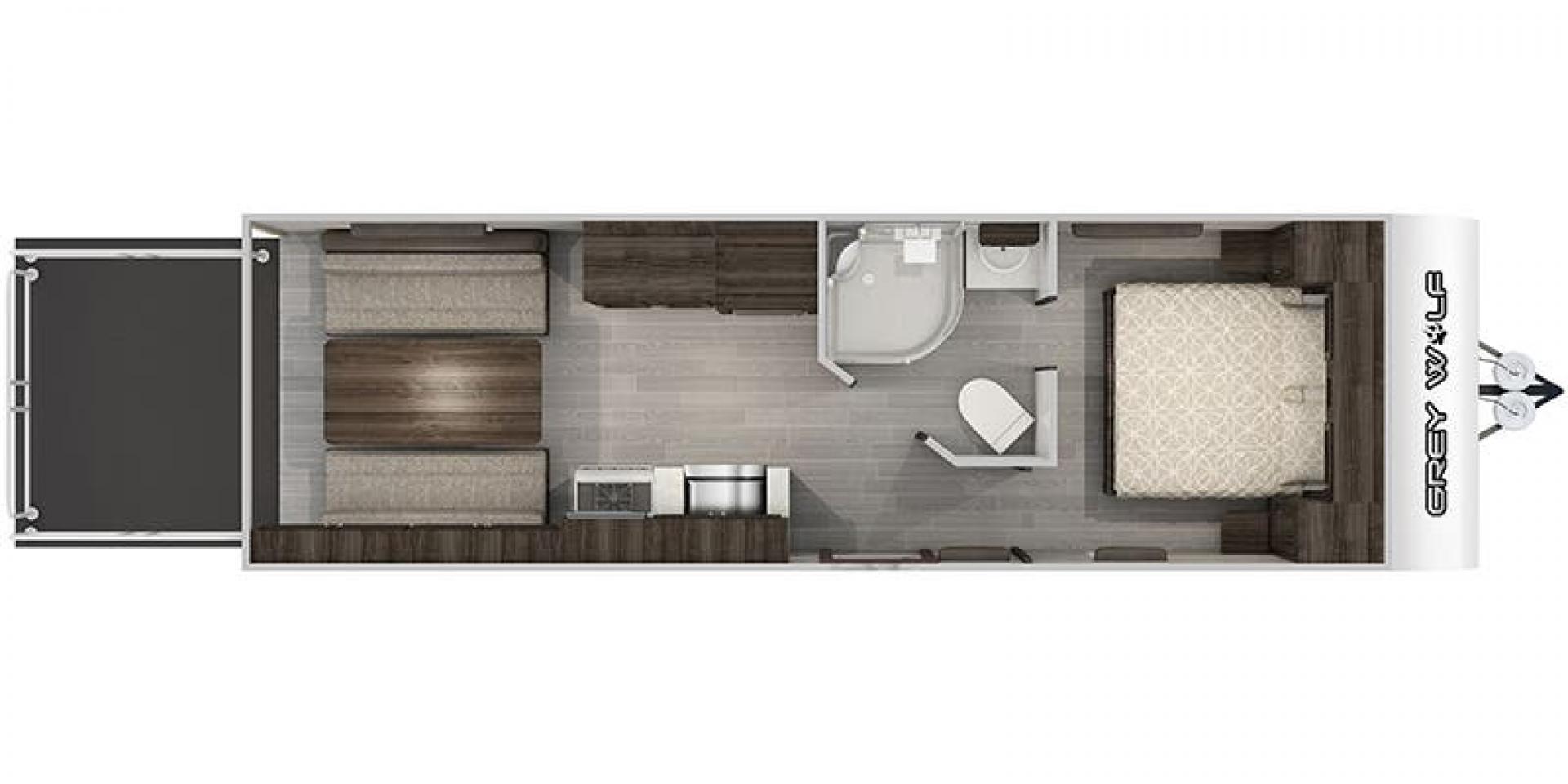 2020 Silver Forest River GREY WOLF PUP 22RR 22RR (4X4TCKX24LK) , located at 17760 Hwy 62, Morris, OK, 74445, 35.609104, -95.877060 - CAMPING SEASON IS HERE! CHECK OUT THIS 2020 FOREST RIVER GREY WOLF PUP TOY HAULER 22RR 29FT OVERALL WITH A 15FT POWER AWNING. IN THE LIVING/KITCHEN AREA IS A FARM STYLE SINK WITH OVERHEAD CABINETS, 3 BURNER STOVE WITH OVEN, OVERHEAD MICROWAVE, PANTRY, MID-SIZE FRIDGE, AM/FM RADIO, BOOTH STYLE DINETT - Photo#47