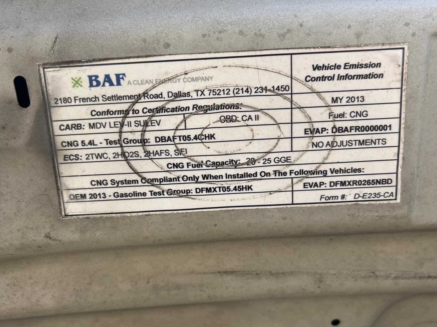 2013 White /TAN Ford E-Series Wagon E-350 XLT Super Duty Extended (1FBSS3BL9DD) with an 5.4L V8 SOHC 16V FFV engine, located at 17760 Hwy 62, Morris, OK, 74445, (918) 733-4887, 35.609104, -95.877060 - 2013 FORD E-350 15 PASSENGER VAN DEDICATED CNG ONLY RUNS ON COMPRESSED NATURAL GAS IT HAS THE 5.4L V8 ENIGINE. IT FEATURES POWER LOCKS, POWER WINDOWS, POWER MIRRORS, CLOTH INTERIOR, AM/FM RADIO, AUXILARY PORT, FRONT AND REAR A/C, TRACTION CONTROL, CRUISE CONTROL, 15 PASSENGER VAN, EQUIPPED WITH BAF - Photo#19