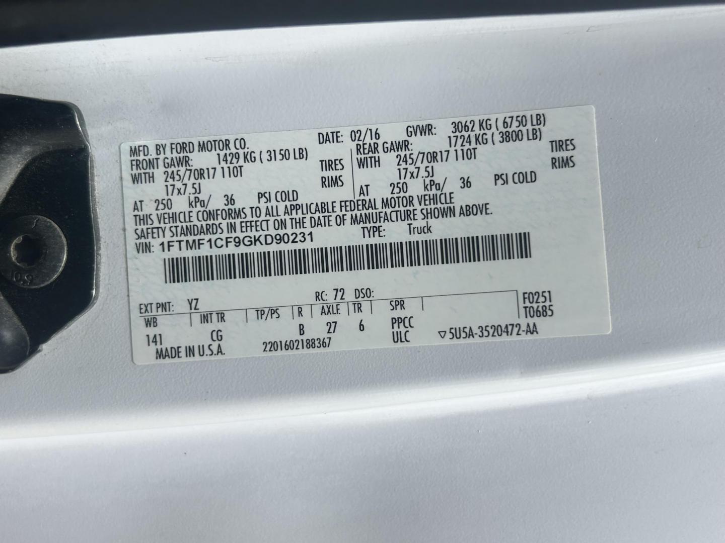 2016 White /Gray Ford F-150 XL 6.5-ft. Bed 2WD (1FTMF1CF9GK) with an 5.0L V8 engine, 6A transmission, located at 17760 Hwy 62, Morris, OK, 74445, (918) 733-4887, 35.609104, -95.877060 - 2016 FORD F150 XL 6.5FT BED 2WD WITH THE 5.0 V8 ENGINE. FEATURES A REMOTE KEYLESS ENTRY, POWER LOCKS, POWER WINDOWS, POWER MIRRORS, MANUEL SEATS, CLOTH SEATS, BACKUP CAMERA, AM/FM RADIO, CD PLAYER, AUXILIARY PORT, TRACTION CONTROL, BEDLINER, AND JOBOX TOOL BOX. 245/70R17 TIRES AND ONLY 86,390 MILES - Photo#25