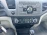 2012 WHITE /Gray Honda Civic CNG Sedan 5-Speed AT (19XFB5F59CE) with an 1.8L L4 SOHC 16V CNG engine, 5-Speed Automatic transmission, located at 17760 Hwy 62, Morris, OK, 74445, (918) 733-4887, 35.609104, -95.877060 - 2012 HONDA CIVIC DEDICATED CNG HAS A 1.8L 4 CYLINDER ENGINE AND IS FWD. HAS KEYLESS REMOTE ENTRY, MANUAL SEATS, POWER LOCKS, POWER MIRRORS, POWER WINDOWS. HAS AM/FM RADIO, CD PLAYER, BLUETOOTH HANDS-FREE CALLING, AUX PORT, USB PORT, CRUISE CONTROL, AND TRACTION CONTROL. 41,890 MILES. 195/65R15 TIRES - Photo#10