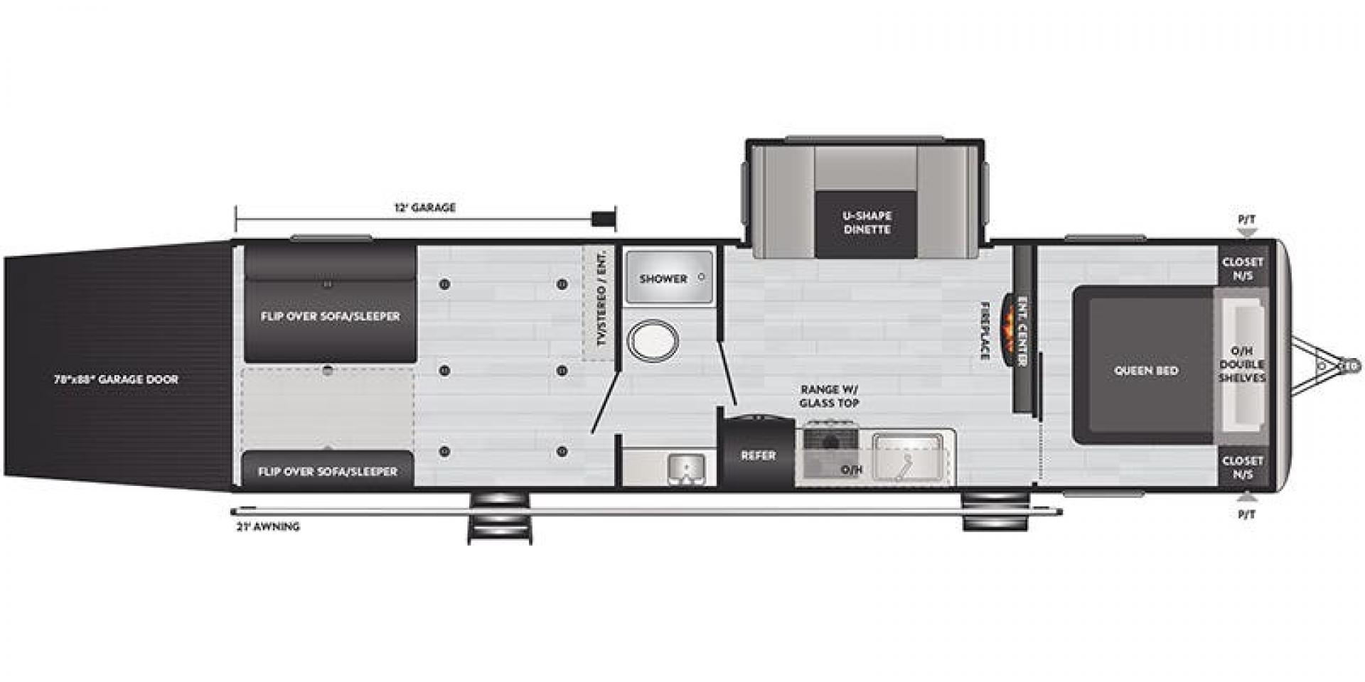 2021 WHITE/BLACK /Gray Keystone SPRINGDALE SG32TH SG32TH (4YDT32T20M3) , located at 17760 Hwy 62, Morris, OK, 74445, 35.609104, -95.877060 - YOUR ADVENTURE AWAITS CHECK OUT THIS 2021 KEYSTONE SPRINGDALE TAILGATOR TOY HAULER SG32TH 36FT OVERALL WITH A 21FT POWER AWNING. IN THE FRONT IS THE BEDROOM WITH A QUEEN SIZE BED, OVERHEAD DOUBLE SHELF, 2 WARDROBE CLOSETS, STORAGE NEXT TO THE BED AND UNDER. IN THE LIVING AND KITCHEN AREA IS THE ENTE - Photo#48