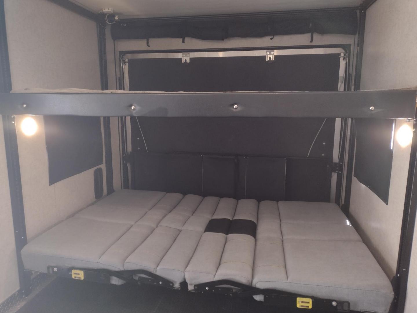 2018 Silver /Gray Forest River XLR Toy Hauler 31QB (5ZT2XLWB1J1) , located at 17760 Hwy 62, Morris, OK, 74445, 35.609104, -95.877060 - CHECK OUT THIS 2018 FOREST RIVER XLR BOOST 31QB 39FT OVERALL WITH 15FT POWER AWNING. IN THE FRONT IS THE BEDROOM WITH QUEEN SIZE BED, OVERHEAD CABINETS, 2 WARDROBE CLOSETS, AND STORAGE UNDER THE BED. CONNECTED TO THE BEDROOM IS A FULL BATH WITH VANITY SINK, MEDICINE CABINET, AND STANDING SHOWER. IN - Photo#43
