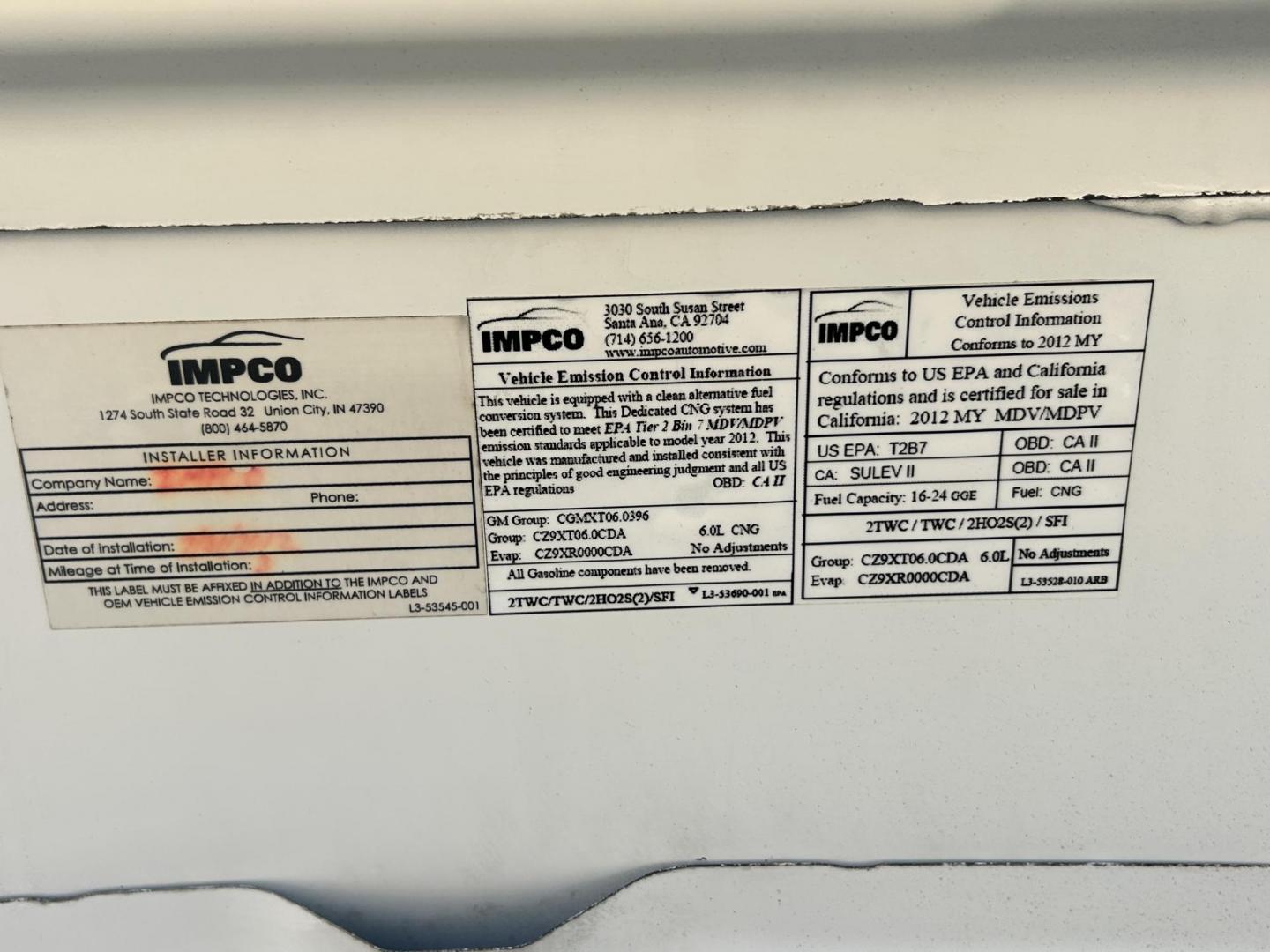 2012 White /Gray GMC Savana Cargo (1GTW7FFB5C1) with an 6.0L V8 OHV 16V CNG engine, 6-Speed Automatic transmission, located at 17760 Hwy 62, Morris, OK, 74445, (918) 733-4887, 35.609104, -95.877060 - 2012 GMC SAVANA CARGO VAN RWD WITH THE 6.0L V8 ENGINE DEDICATED CNG ONLY RUNS ON COMPRESSED NATURAL GAS. IT FEATURES POWER LOCKS, POWER WINDOWS, POWER MIRRORS, CLOTH INTERIOR, MANUAL SEATS, CRUISE CONTROL, TRACTION CONTROL, HAUL MODE, AM/FM RADIO, SPLIT SWING-OUT SIDE DOORS AND BACK DOORS, AND TIRE - Photo#21