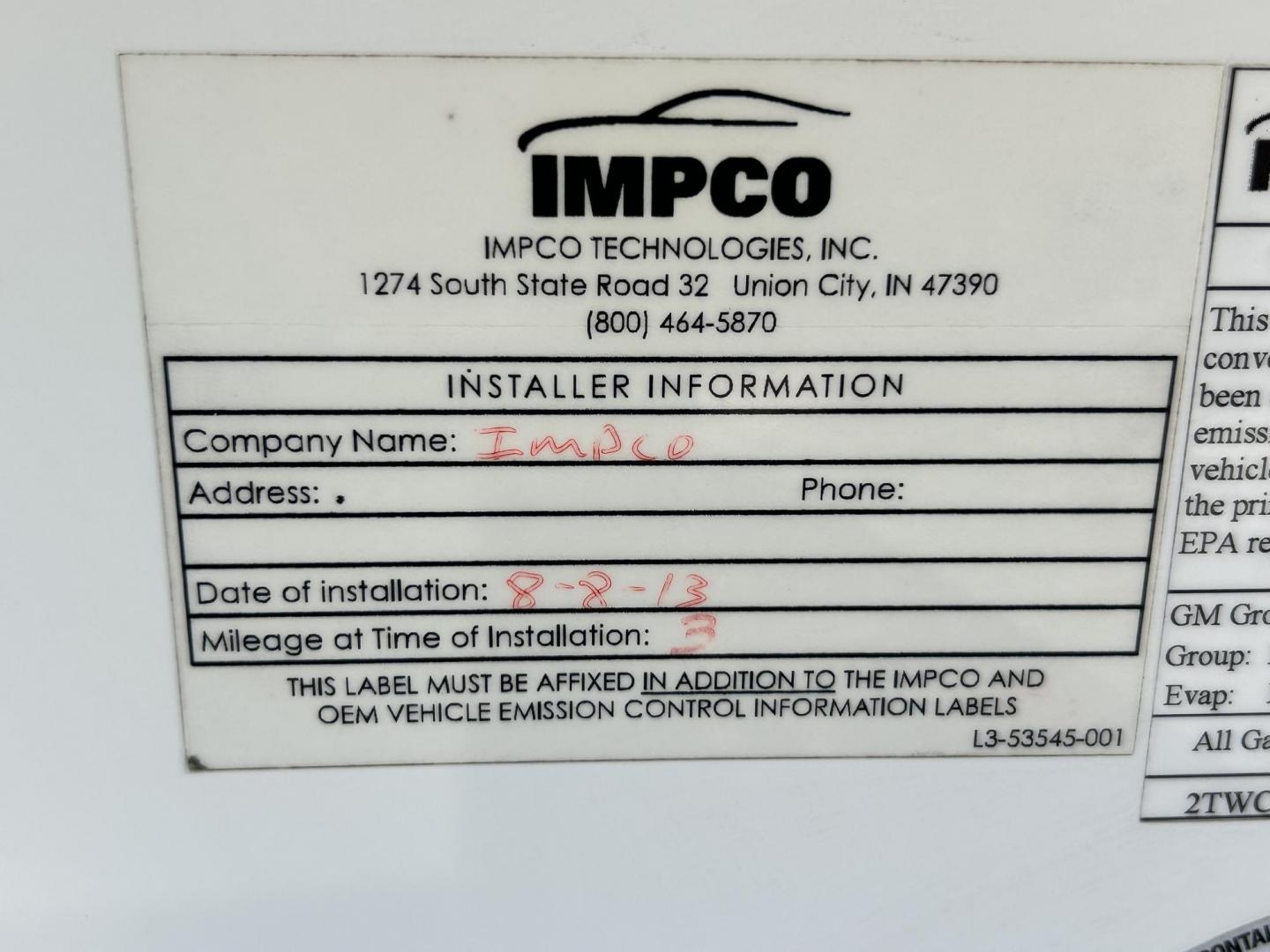 2013 White /Gray Chevrolet Express 2500 Cargo (1GCWGFCB5D1) with an 6.0L V8 OHV 16V FFV engine, 6-Speed Automatic transmission, located at 17760 Hwy 62, Morris, OK, 74445, (918) 733-4887, 35.609104, -95.877060 - 2013 CHEVROLET EXPRESS DEDICATED CNG ONLY RUNS ON COMPRESSED NATURAL GAS RWD 6.0L V8 ENGINE. FEATURING POWER LOCKS, MANUAL WINDOWS, MANUAL MIRRORS, MANUAL SEATS, AM/FM STEREO, LEATHER SEATS, BACKUP CAMERA, TRACTION CONTROL, LOCKING METAL CONSOLE, STEEL SHELVES, SPLIT SWING-OUT RIGHT DOORS, AND TOW P - Photo#24