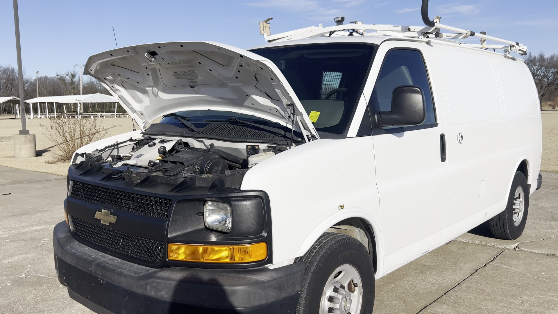 2013 White /Gray Chevrolet Express 2500 Cargo (1GCWGFCB5D1) with an 6.0L V8 OHV 16V FFV engine, 6-Speed Automatic transmission, located at 17760 Hwy 62, Morris, OK, 74445, (918) 733-4887, 35.609104, -95.877060 - 2013 CHEVROLET EXPRESS DEDICATED CNG ONLY RUNS ON COMPRESSED NATURAL GAS RWD 6.0L V8 ENGINE. FEATURING POWER LOCKS, MANUAL WINDOWS, MANUAL MIRRORS, MANUAL SEATS, AM/FM STEREO, LEATHER SEATS, BACKUP CAMERA, TRACTION CONTROL, LOCKING METAL CONSOLE, STEEL SHELVES, SPLIT SWING-OUT RIGHT DOORS, AND TOW P- Photo#33