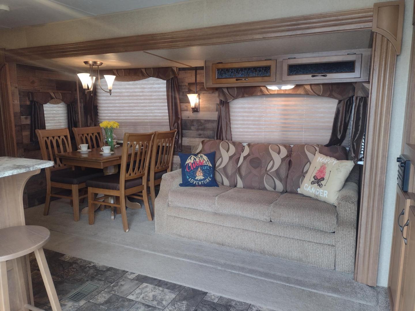 2014 Silver /Gray Forest River Catalina 39BHTS (5ZT2CA4B2ET) , located at 17760 Hwy 62, Morris, OK, 74445, 35.609104, -95.877060 - GET IT WHILE YOU CAN!!! 2014 FOREST RIVER CATALINA COACHMEN 39BHTS 41FT OVERALL WITH 21FT POWER AWNING.***REBUILT TITLE*** IN THE MASTER BEDROOM IS A QUEEN SIZE BED WITH STORAGE UNDER THE BED, OVERHEAD CABINETS, WARDROBE CABINETS, WARDROBE CLOSET, AND CEILING FAN. IN THE LIVING/KITCHEN AREA IS AN EN - Photo#13