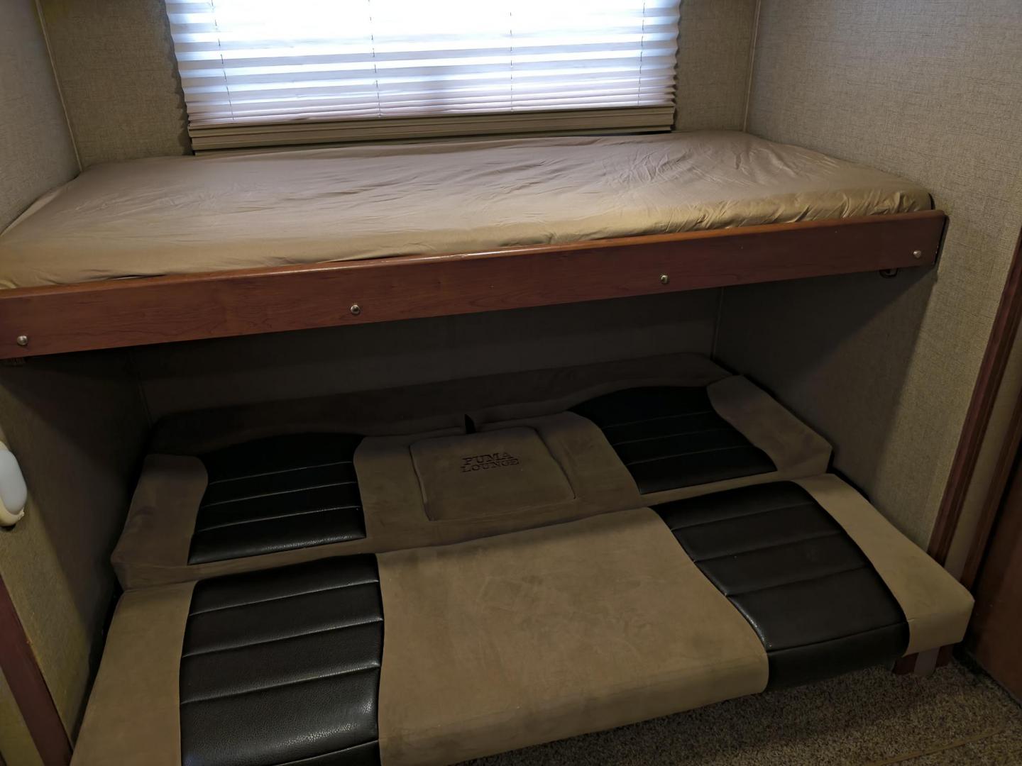 2015 White /BROWN Forest River PUMA 31BHSS 31BHSS (4X4TPUG23FP) , located at 17760 Hwy 62, Morris, OK, 74445, 35.609104, -95.877060 - CAMPING SEASON IS RIGHT AROUND THE CORNER SO CHECK OUT THIS 2015 FOREST RIVER PUMA 31BHSS 34.5FT OVERALL WITH 15FT POWER AWNING. IN THE FRONT IS THE MASTER BEDROOM WITH A QUEEN SIZE BED, STORAGE UNDER THE BED, TWO WARDROBE CLOSETS, AND OVERHEAD CABINETS. IN THE LIVING AND KITCHEN AREA THERE IS A ENT - Photo#38