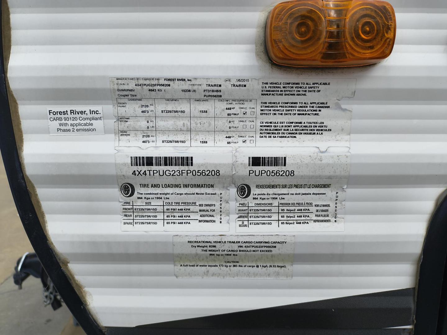 2015 White /BROWN Forest River PUMA 31BHSS 31BHSS (4X4TPUG23FP) , located at 17760 Hwy 62, Morris, OK, 74445, 35.609104, -95.877060 - CAMPING SEASON IS RIGHT AROUND THE CORNER SO CHECK OUT THIS 2015 FOREST RIVER PUMA 31BHSS 34.5FT OVERALL WITH 15FT POWER AWNING. IN THE FRONT IS THE MASTER BEDROOM WITH A QUEEN SIZE BED, STORAGE UNDER THE BED, TWO WARDROBE CLOSETS, AND OVERHEAD CABINETS. IN THE LIVING AND KITCHEN AREA THERE IS A ENT - Photo#56