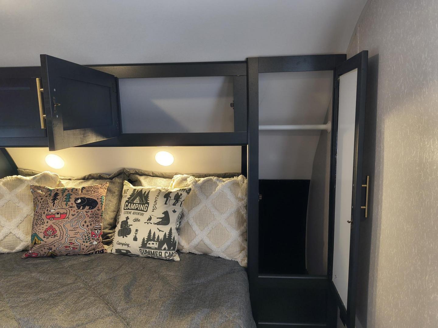 2022 Grey /Black Forest River 22RR - (4X4TCKX20NK) , located at 17760 Hwy 62, Morris, OK, 74445, 35.609104, -95.877060 - SPRING HAS SPRUNG AND SUMMER IS ON THE WAY!!! BIKERS WILL ENJOY THIS TOY HAULER. IT IS READY TO HIT THE ROAD AND ENJOY YOUR SUMMER. THIS CAMPER IS 30FT OVERALL HAS A QUEEN SIZED MASTER BED WITH A CLOSET WARDROBE ON EACH SIDE AND TV MOUNT. THE BATHROOM HAS A STANDUP ENCLOSED SHOWER WITH SINK AND VANI - Photo#13